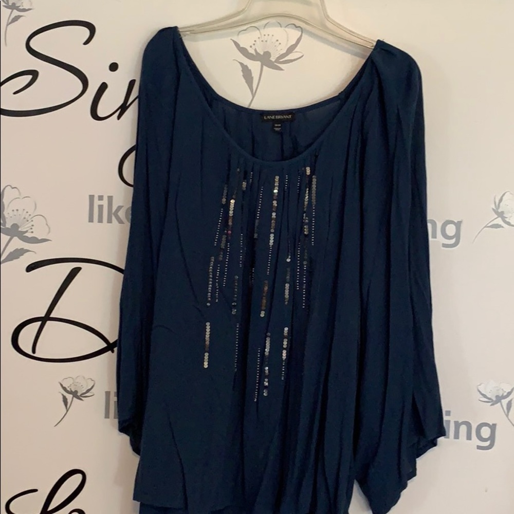 Dark teal blouse with sequin detail